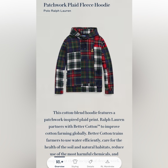 Polo Ralph Lauren Patchwork Plaid Fleece Hoodie Men’s Sz Small Pullover - Picture 6 of 13